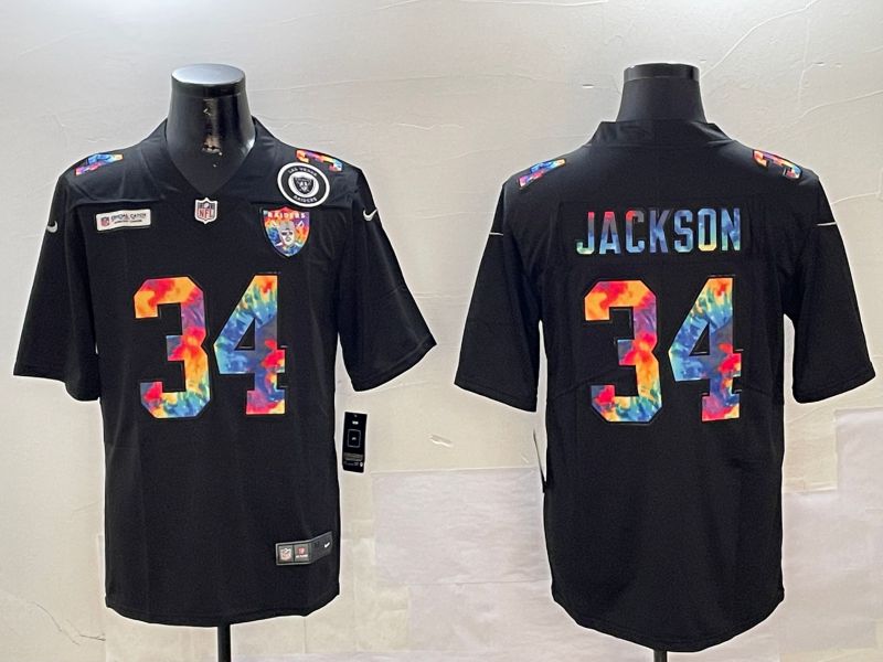 Men Oakland Raiders #34 Jackson Black Rainbow 2024 Nike Limited NFL Jersey style 2->oakland raiders->NFL Jersey